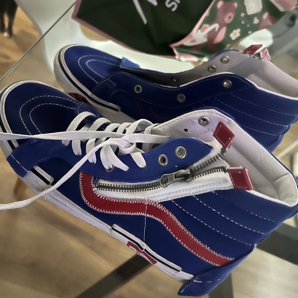 Vans Royal Blue High-Tops with Red and White Accents - Picture 2 of 5